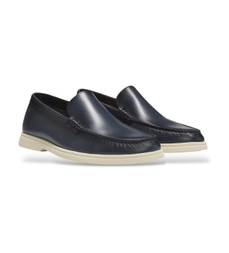 BOSS Navy blue Sienne leather moccasins