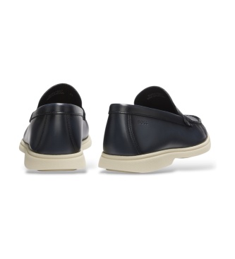 BOSS Navy blue Sienne leather moccasins