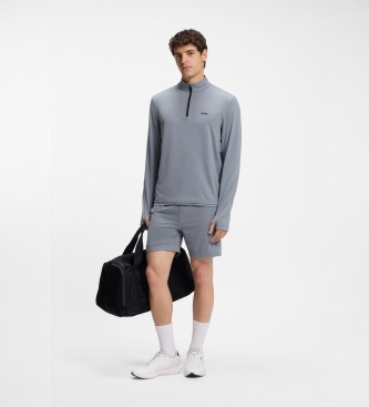 BOSS Bluza z krótkim zamkiem Active szara