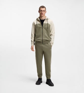BOSS Sweat à capuche colorblock beige, vert