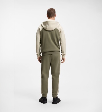 BOSS Sweat à capuche colorblock beige, vert