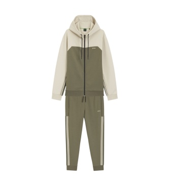 BOSS Sweat à capuche colorblock beige, vert