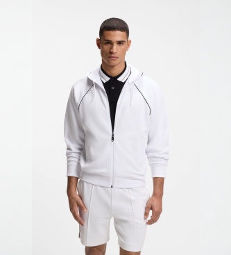 BOSS Sweat à capuche zippé Join Saggy blanc