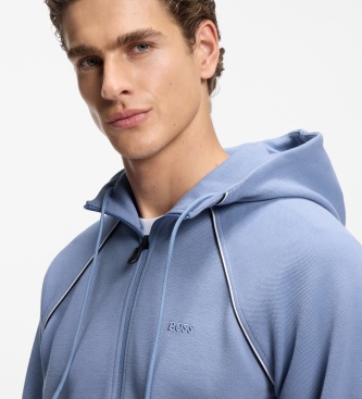 BOSS Sweat à capuche zippé Join Saggy bleu pastel