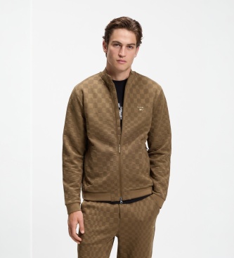 BOSS Chaqueta jacquard estampado a cuadros marrón