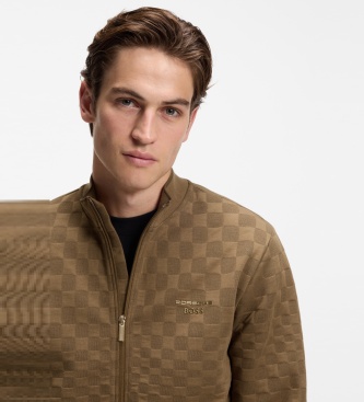 BOSS Chaqueta jacquard estampado a cuadros marrón