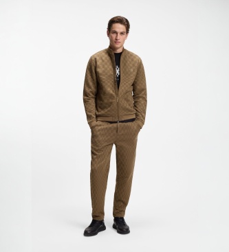 BOSS Chaqueta jacquard estampado a cuadros marrón