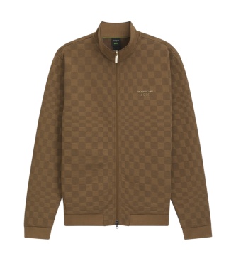BOSS Chaqueta jacquard estampado a cuadros marrón