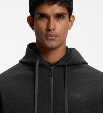 BOSS Sweat à capuche zippé intégral gris anthracite