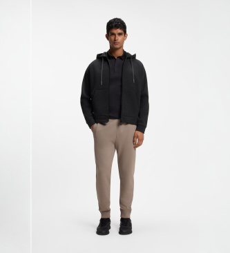 BOSS Sweat à capuche zippé intégral gris anthracite