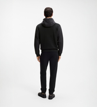 BOSS Sweat à capuche Mix Denim noir