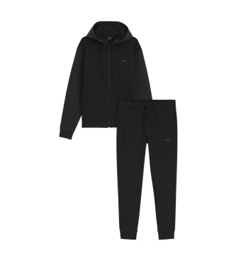 BOSS Sweat à capuche Mix Denim noir