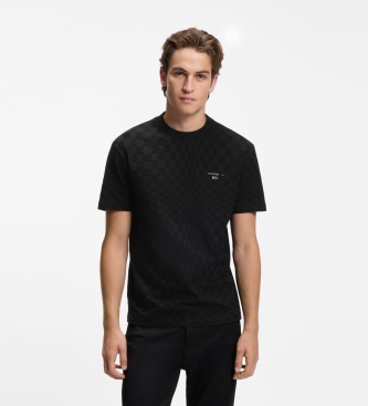 BOSS Tee-shirt jacquard à carreaux noir