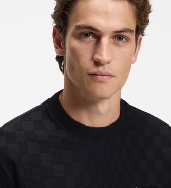 BOSS Tee-shirt jacquard à carreaux noir