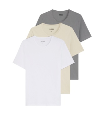 BOSS Set 3 T-Shirts Classic weiß, beige, grau