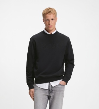 BOSS Sort hoodie med logo