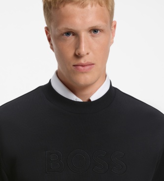 BOSS Sort hoodie med logo