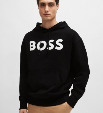 BOSS Bluza z kapturem Webasic czarna