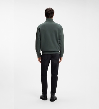 BOSS Grøn højhalset sweatshirt med lynlås