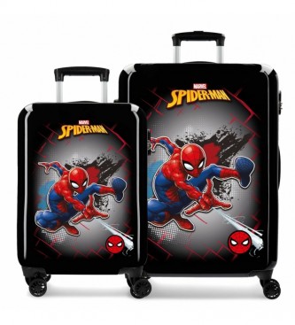 Joumma Bags Set di valigie Spiderman rosse rigide nere -38x55x20cm-
