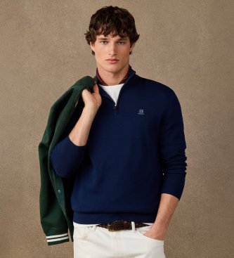 Hackett London Maglione con zip Hrtg Cotton H Hzip blu navy