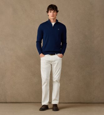 Hackett London Maglione con zip Hrtg Cotton H Hzip blu navy