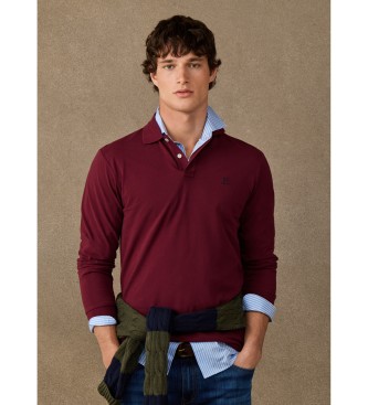 Hackett London Heritage H Small Logo burgundy long-sleeve polo shirt