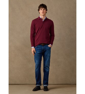 Hackett London Heritage H Small Logo burgundy long-sleeve polo shirt