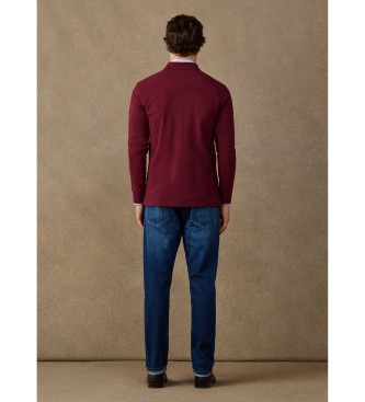 Hackett London Heritage H Small Logo burgundy long-sleeve polo shirt