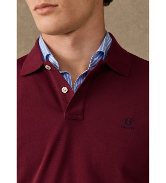 Hackett London Heritage H Small Logo burgundy long-sleeve polo shirt