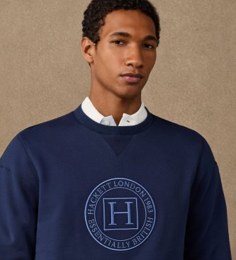Hackett London Sweat H Crew bleu marine