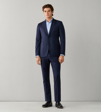 Hackett London Traje Wool Sharkskin azul marino