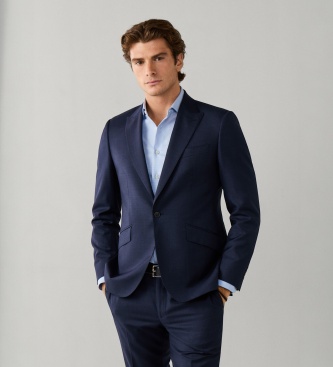 Hackett London Traje Wool Sharkskin azul marino