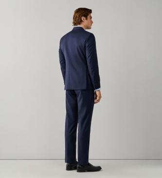 Hackett London Traje Wool Sharkskin azul marino