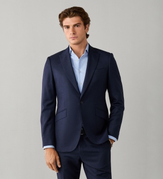 Hackett London Traje Wool Sharkskin azul marino
