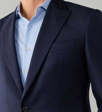 Hackett London Traje Wool Sharkskin azul marino