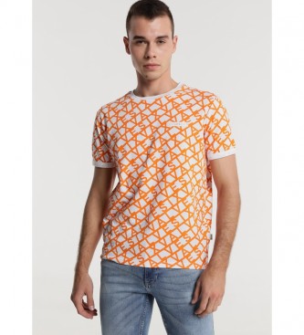 Six Valves T-shirt arancione con stampa completa