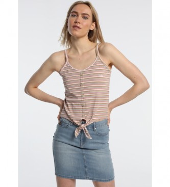Lois Beck-Hole beige striped top