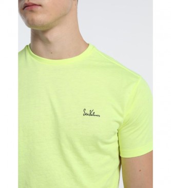 Six Valves Basic-T-Shirt mit gelbem Logo 