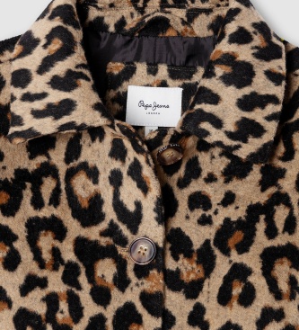 Pepe Jeans Kurtka Kathleen we wzór lamparta beżowa