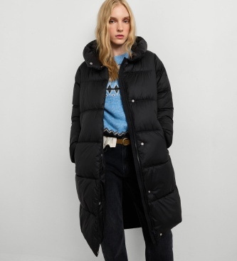 Pepe Jeans Lauren Long gewatteerde jas lang zwart