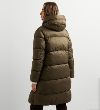 Pepe Jeans Lauren Long gewatteerde jas lang groen