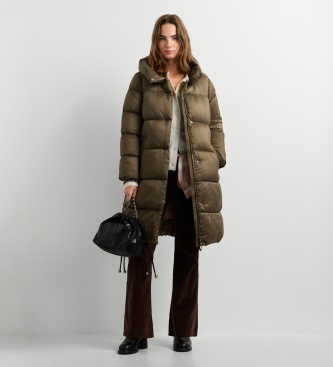 Pepe Jeans Lauren Long gewatteerde jas lang groen