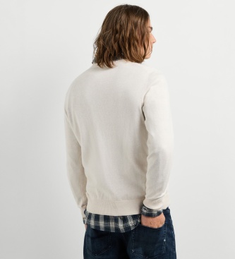 Pepe Jeans Pull Andre col rond blanc cassé