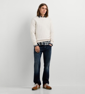 Pepe Jeans Pull Andre col rond blanc cassé