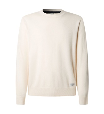 Pepe Jeans Pull Andre col rond blanc cassé