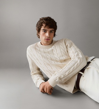Pepe Jeans Pull Draven blanc cassé