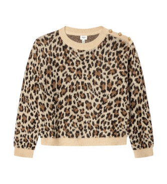 Pepe Jeans Milma Beige Leopard Print Sweater