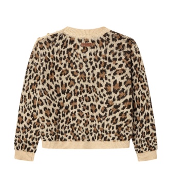 Pepe Jeans Milma Beige Leopard Print Sweater