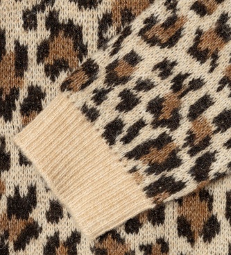 Pepe Jeans Milma Beige Leopard Print Sweater